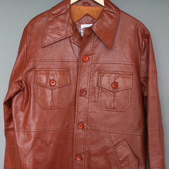 Authentic Vinage 70s Vinyl Caramel Colored Jacket